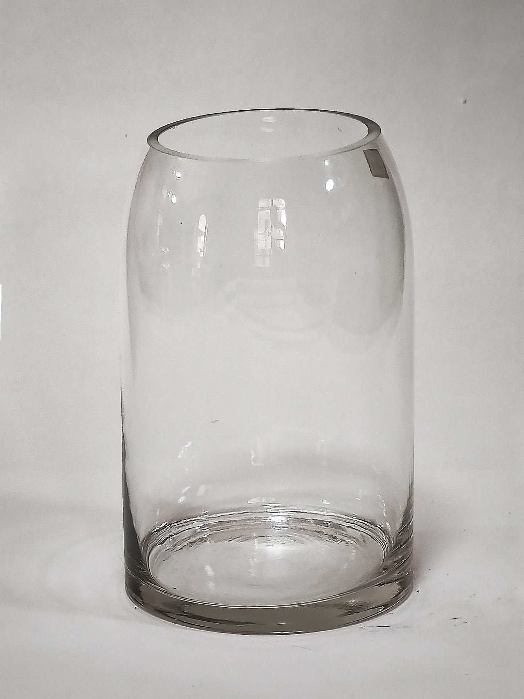 Tapered Clear Glass Barrel Vase - 19.5cm