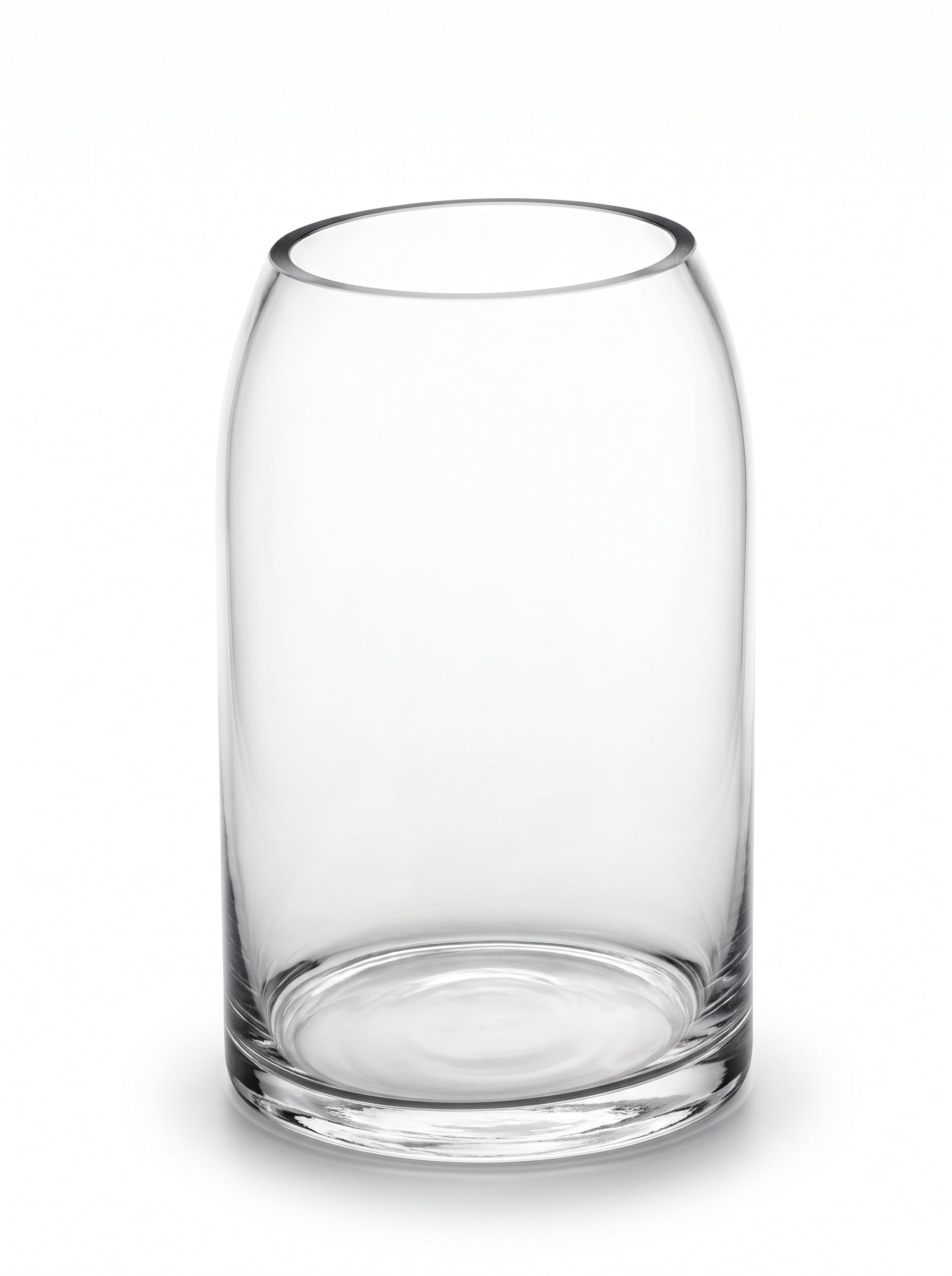 Tapered Clear Glass Barrel Vase - 19.5cm