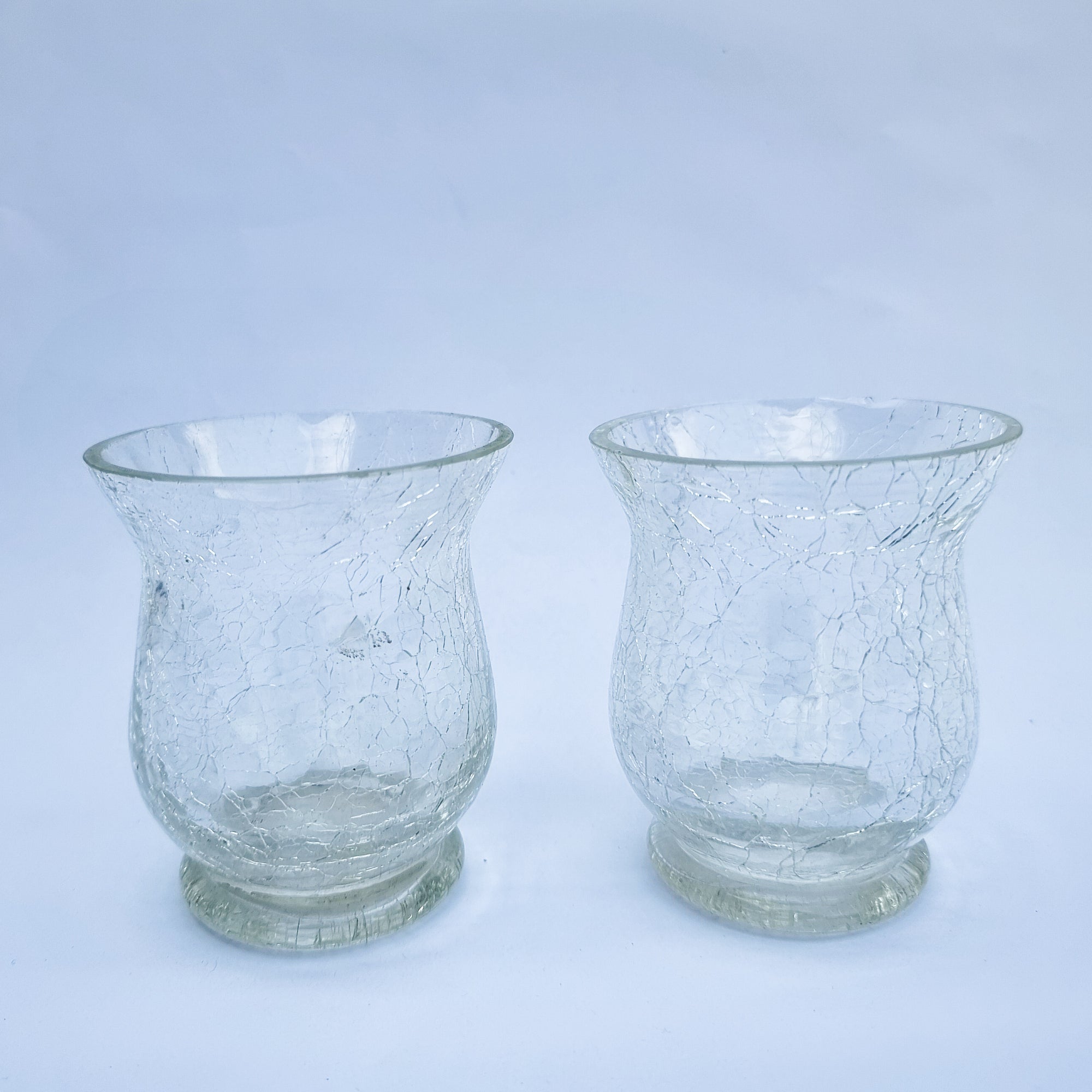 Pair of Glass Tea Light Candle Holders - Pre-loved