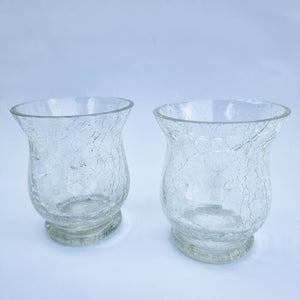 Pair of Glass Tea Light Candle Holders - Pre-loved