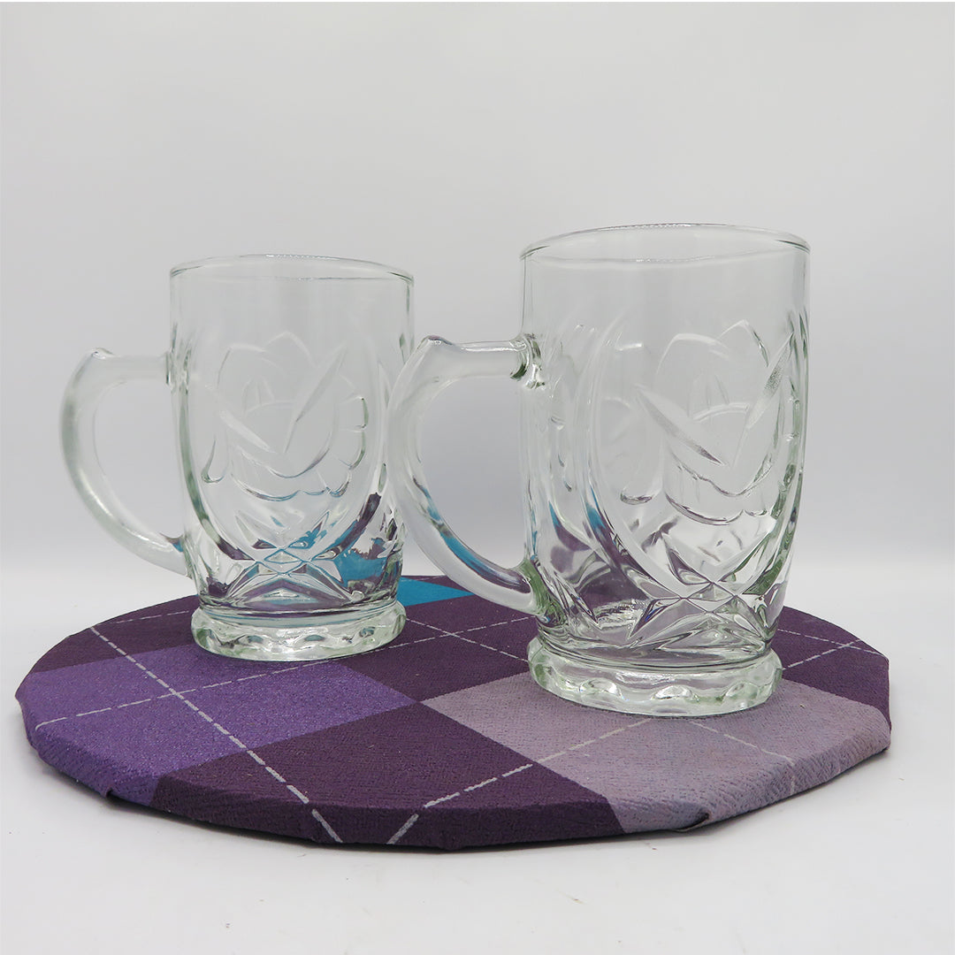 Set of 2 Detail Glass Mugs - PreLoved -Home Declutter