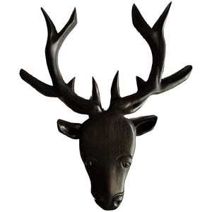 Crafted Deer Head - Wood - Black