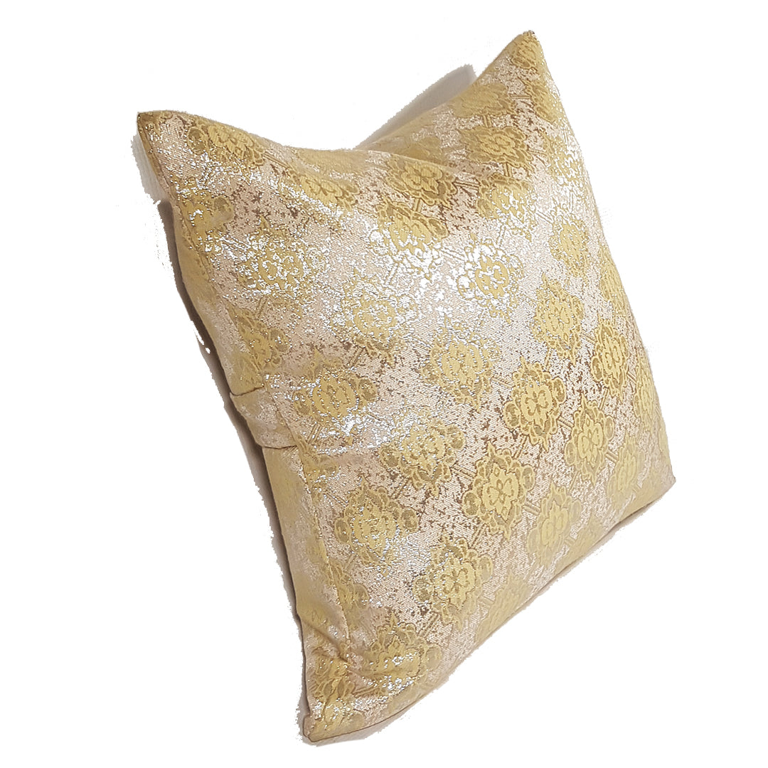 Cream Throw Pillow with Gold Design