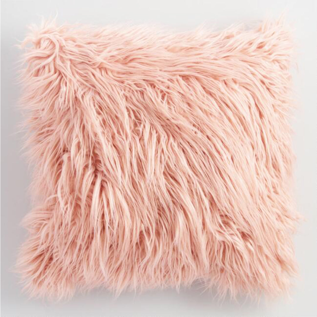 Faux Fur Throw Pillow Coral
