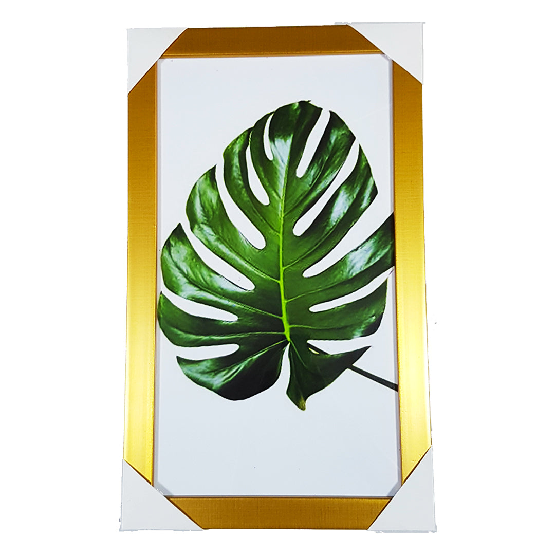 Gold-Framed Leaf - Wall Art - Monstera Leaf