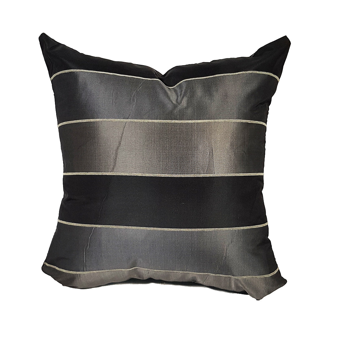 Black and Silver Grey Striped Throw Pillow Cover