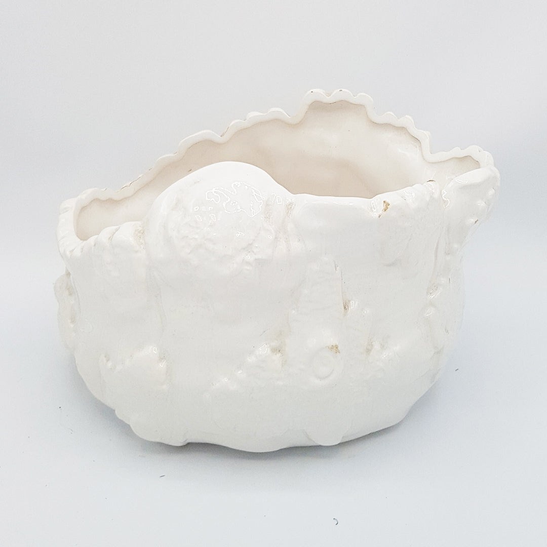 Uneven Shape (Textured) Ceramic Table Vase - White