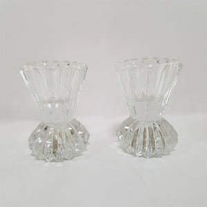 Pair of Glass Tea Light Candle Holders Heavy