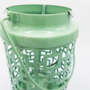 Metal Lace Tea light Candle Holder Lantern Sea Green - 17cm