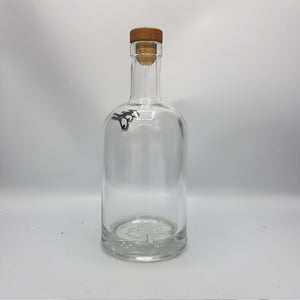Recycled Glass Bottle with Flowers and with Cork - Use as Vase, or Liquid Container