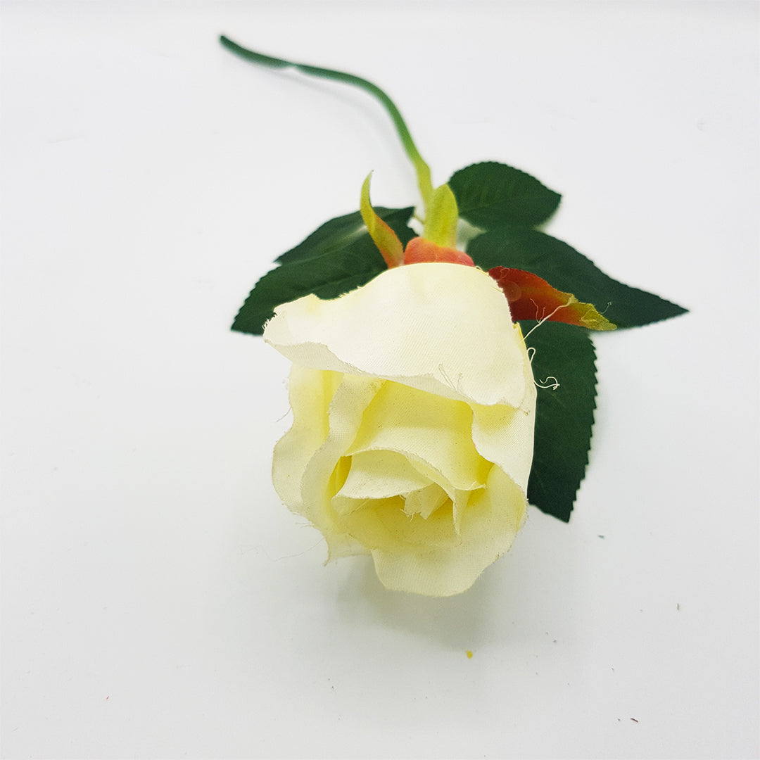 White Rose Stalk (with Leaves)
