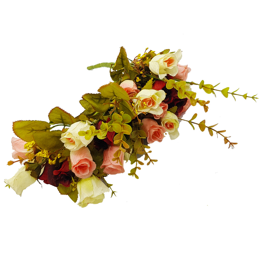Small Roses Bunch -Deep Red, Cream, and Hues of Pink