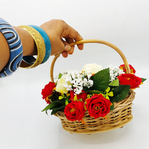 Small Cane Basket of Flowers