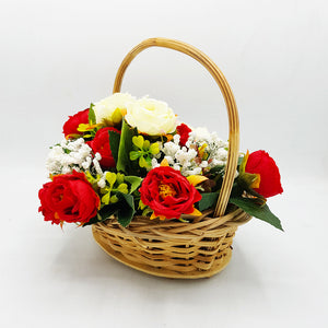 Small Cane Basket of Flowers