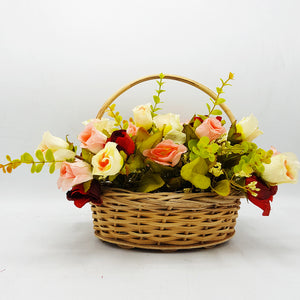 Small Cane Basket of Flowers - Option2