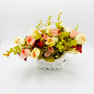 Small White Basket of Flowers - Option2