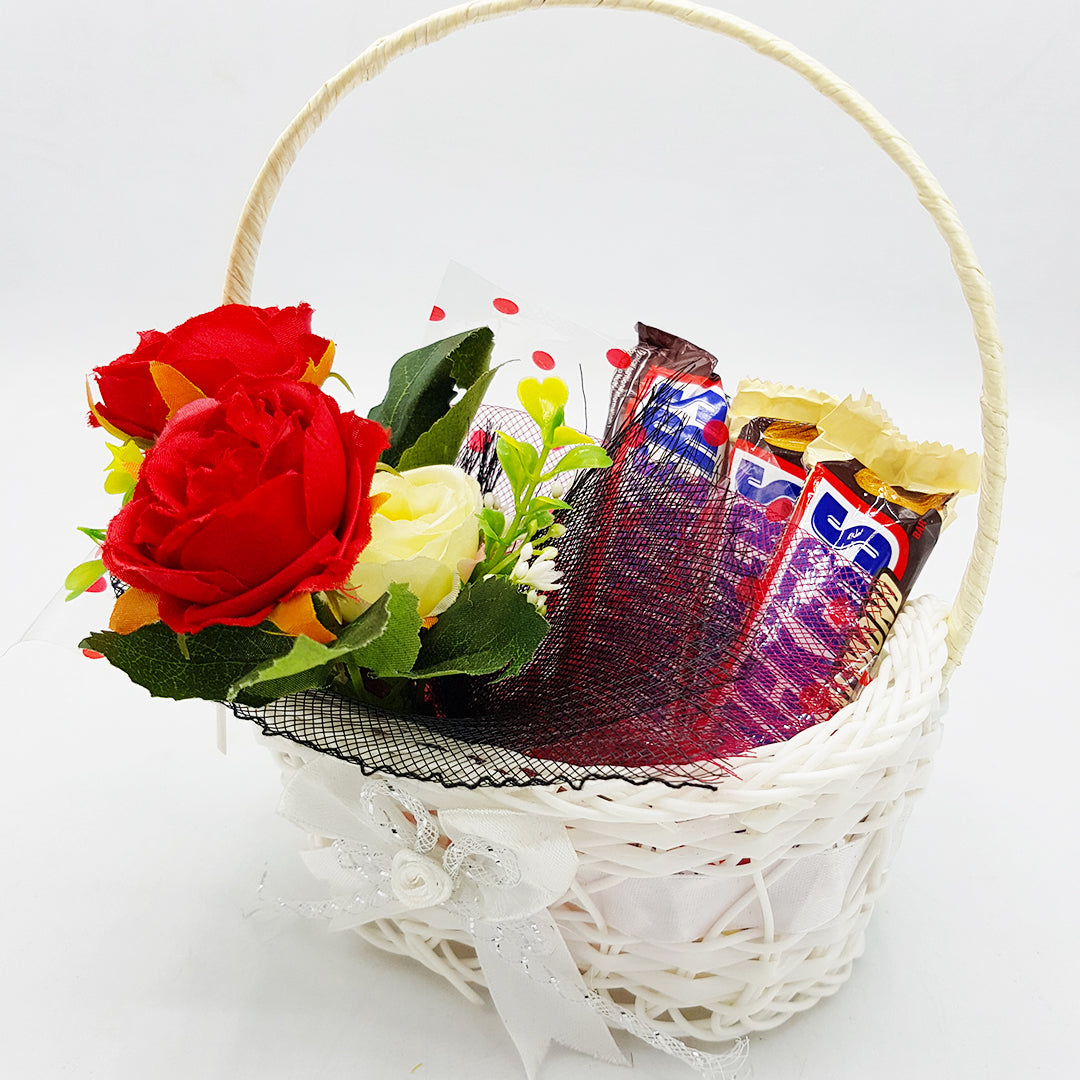Mini Valentine Basket with Flowers