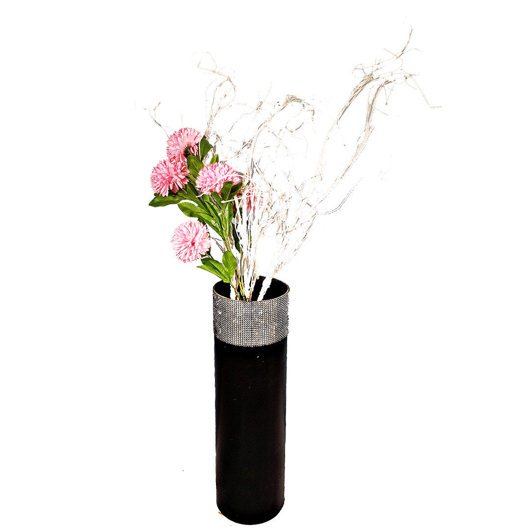 Floor Vase - Black with Diamond-like top (Big)