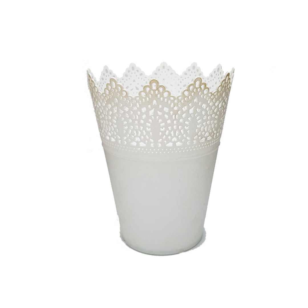 White Lace Table Planter/Vase - 18.5cm Height
