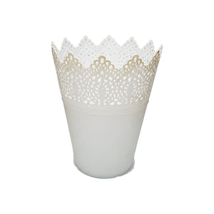 White Lace Table Planter/Vase - 18.5cm Height