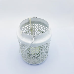 Metal Lace Tea light Candle Holder Lantern White - 13cm