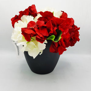 Hydrangeas Flowers Bunch - 3 Heads - Red