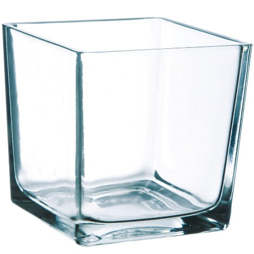 Clear Square Glass Table Vase - 12cm