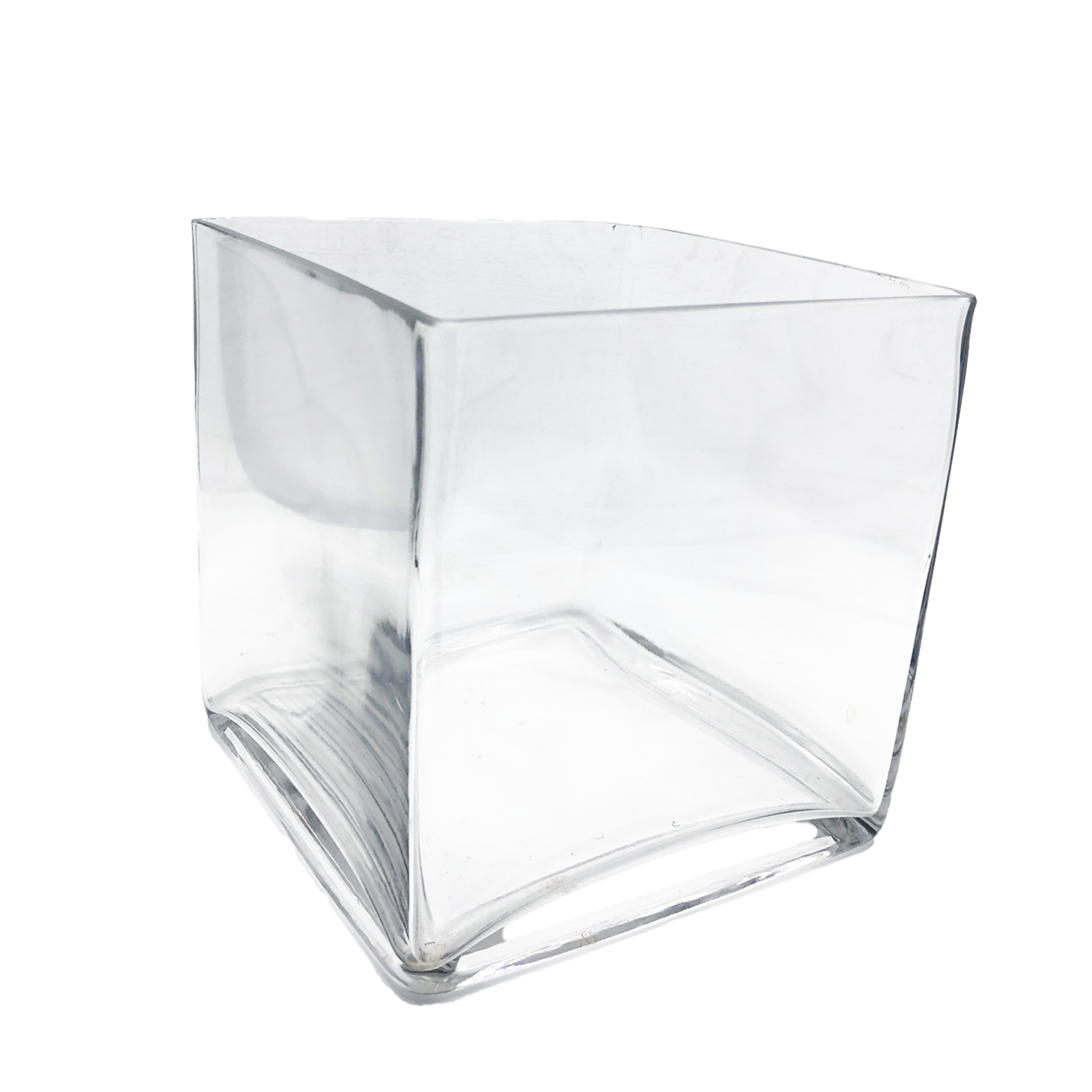 Clear Square Glass Table Vase - 18cm